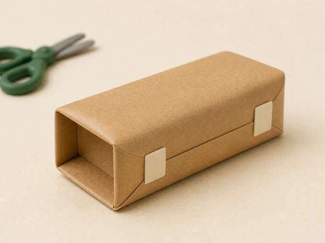 Clay 3D: kraftpapier om cadeau met tape op de lange zijkanten